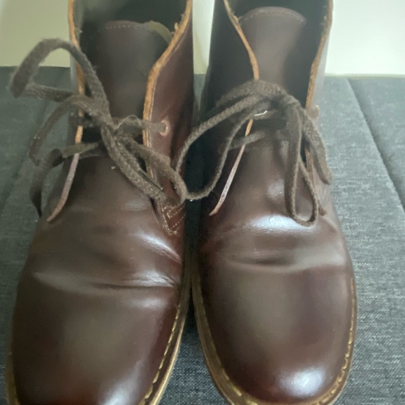 Clarks Mens Brown Leather Ankle Casual Chukka Desert Boots- Sz-8.5 - Picture 2 of 16